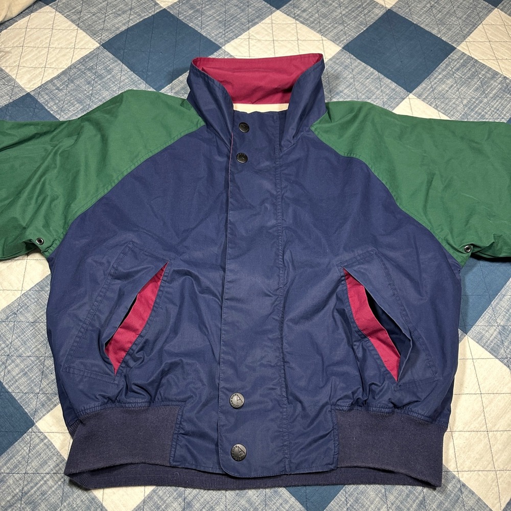 Vintage Oceanside US-55 Sailing Jacket Colorblock Windbreaker Navy Green Large - Picture 4 of 10